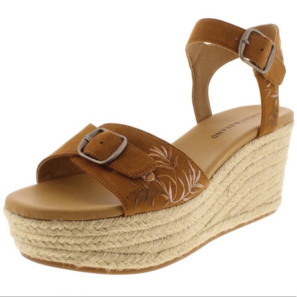 Lucky Brand Naveah 2 Embroidered Wedge Sandals